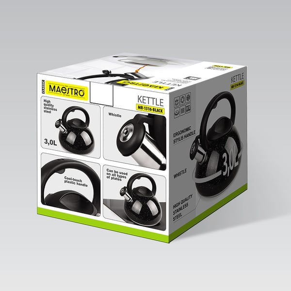 Miniatyrbillede 3 af 5: Maestro MR-1316-BLACK kedel 3 L Sort