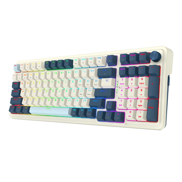 REDRAGON K686WB-RGB-PRO & EISA näppäimistö USB + RF Wireless + Bluetooth Valkoinen, Laivasto