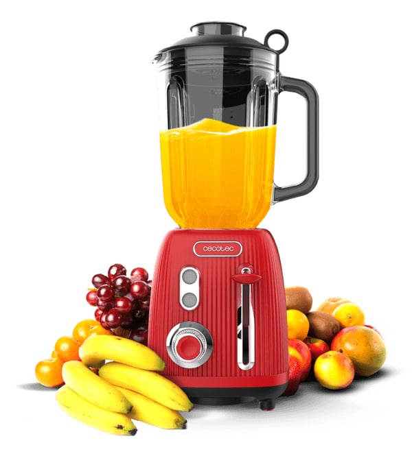 Miniatyrbild 4 av 8: Cecotec Power Black Titanium RetroRed 1,5 l Bänkmixer 1200 W Röd