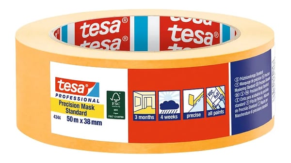 Miniatyrbillede 1 af 2: TESA Professional 4344 50 m Almindelig maskeringstape Velegnet til indendørsbrug Egnet til udendørs brug Papir Orange