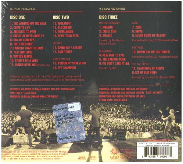 Napalm Records Alter Bridge - Live at the O2 Arena + Rarities, 3CD CD Rock