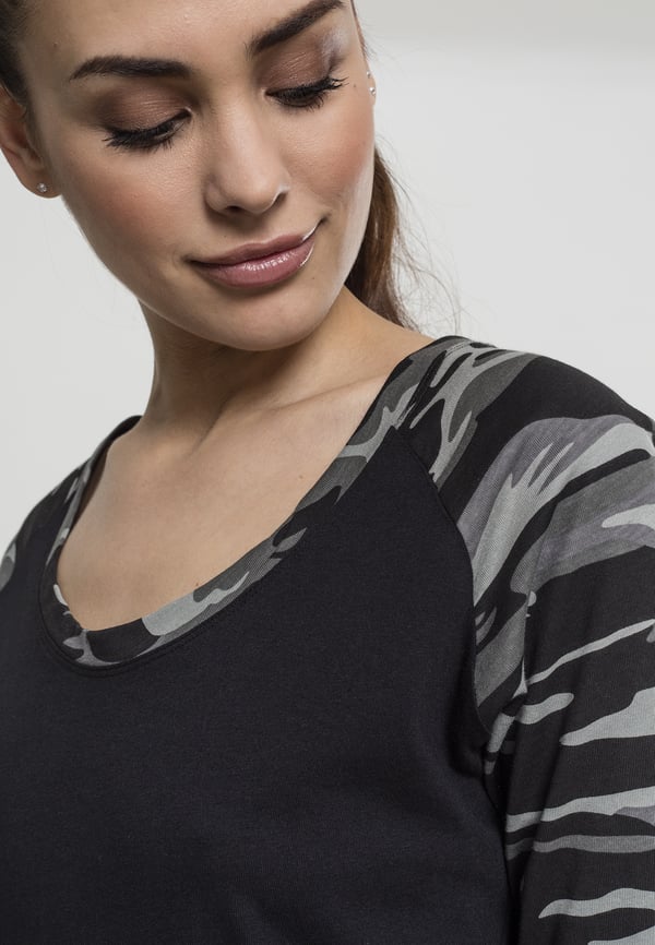 Miniatyrbillede 3 af 9: Urban Classics Ladies 3/4 Contrast Raglan Tee T-shirt Rund hals 3/4 ærme Bomuld