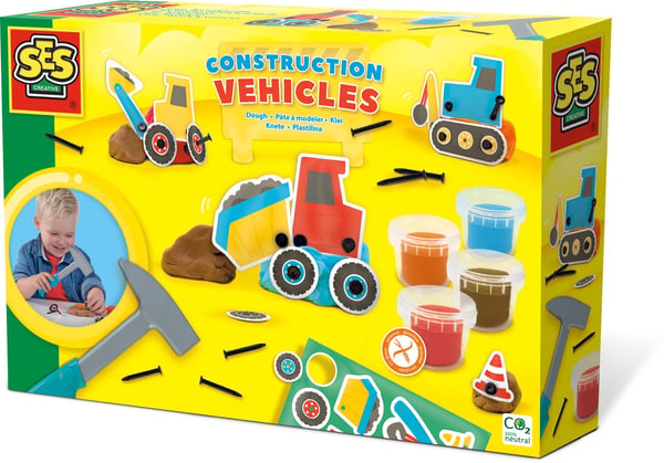 Miniatyrbillede 1 af 4: SES Creative Dough - Construction vehicles Modeleringsvoks Blå, Brun, Orange, Rød