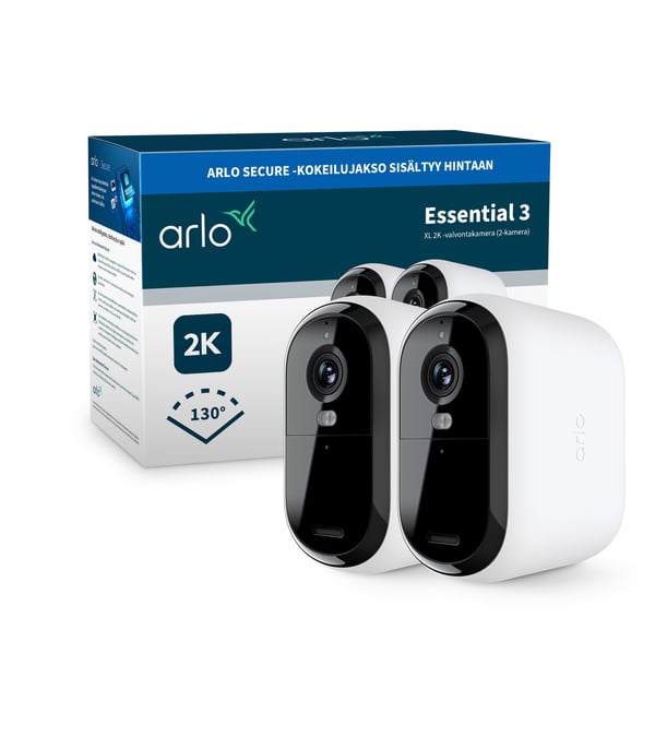 Arlo Essential 3 XL 2K -ulkokäyttöinen valvontakamera 2-pack