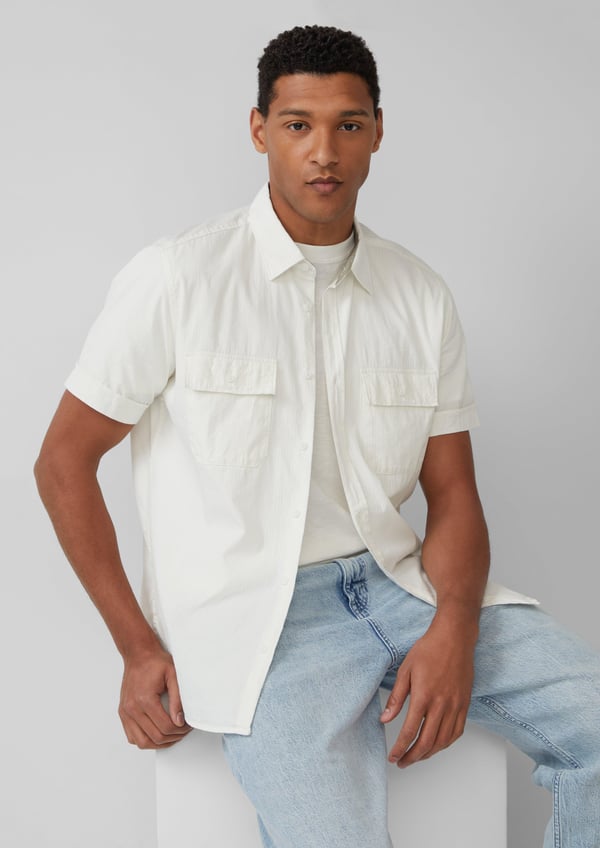 s.Oliver 2165424.0120.S skjorte & top Point collar Kort ærme Bomuld