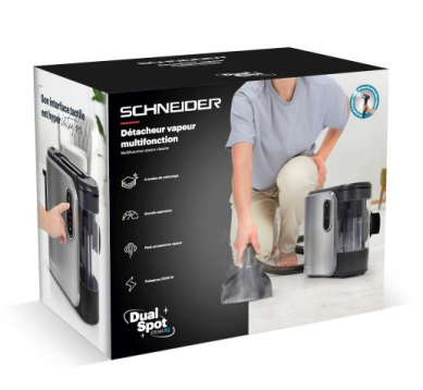 SCHNEIDER CONSUMER DUAL SPOT STEAM XL Bärbar ångtvätt 1,6 l 2000 W Grå, Svart