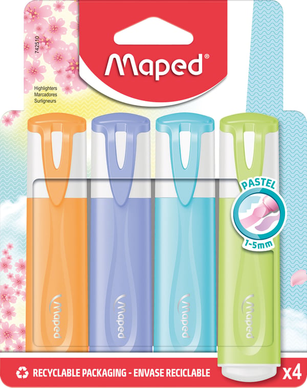 Maped 742510 speedmarker 4 stk Mejselspids Blå, Grøn, Lyserød, Violet