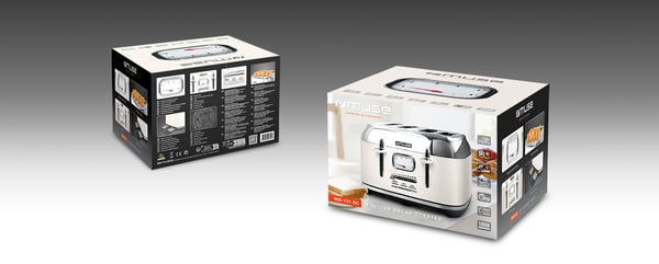 Muse MS-131 SC leivänpaahdin 6 4 viipale(i)ta 1800 W Ruostumaton teräs, Valkoinen