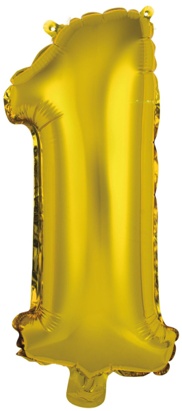 AMSCAN Mini folieballon nummer 1 guld 19,5x40cm