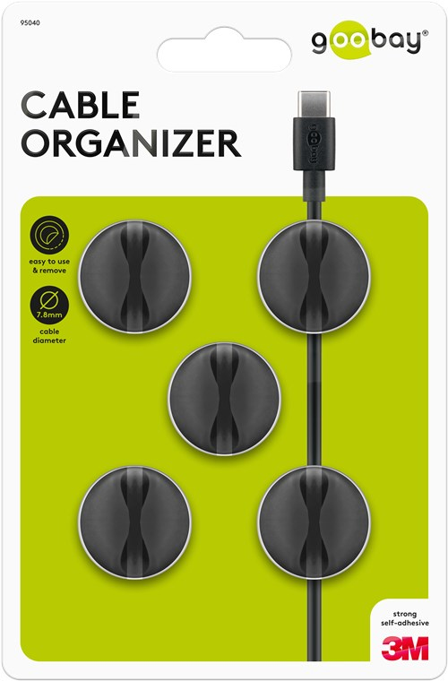 Miniatyrbillede 2 af 9: Goobay 95040 kabelorganisator Universel Kabelholder Sort 5 stk