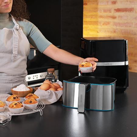 Cecotec 03315 frituregryde Enkelt 5,5 L Enkeltstående 1700 W Varmluftsteger Sort, Rustfrit stål