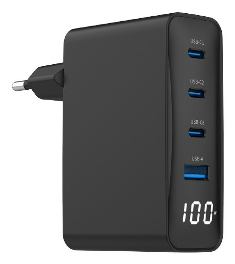 Miniatyrbillede 1 af 7: Gembird TA-UC-PDQC100LCD-01-BK oplader til mobil enhed Laptop, Smartphone Sort Vekselstrøm Hurtig opladning Indendørs