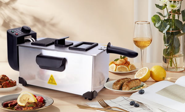 Aigostar 30HEZ frituregryde Enkelt 3 L Enkeltstående 2200 W Sort, Rustfrit stål