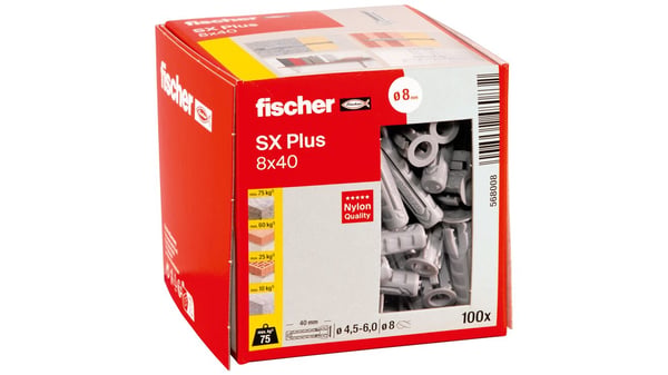 Pikkukuva 4 / 8: Fischer 568008 ruuviankkuri ja seinätulppa 100 kpl Muuriankkuri 40 mm