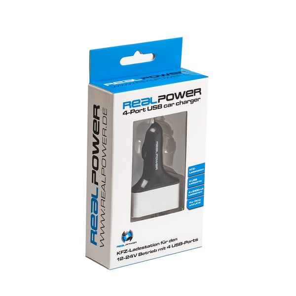 Miniatyrbillede 2 af 2: RealPower 176636 oplader til mobil enhed Smartphone, Tablet Sort, Sølv Cigartænder Automatisk