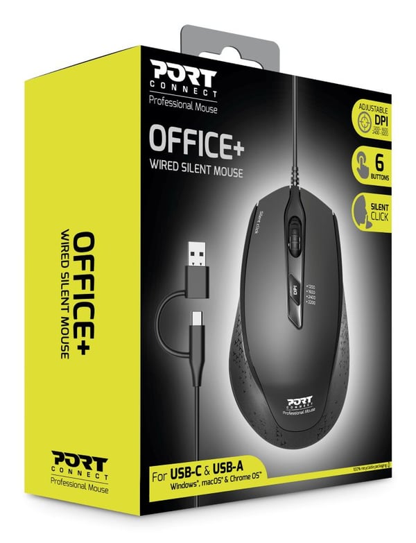 Pikkukuva 6 / 8: Port Designs PORT Connect OFFICE+ hiiri Oikeakätinen USB Type-A + USB Type-C Optinen 3200 DPI