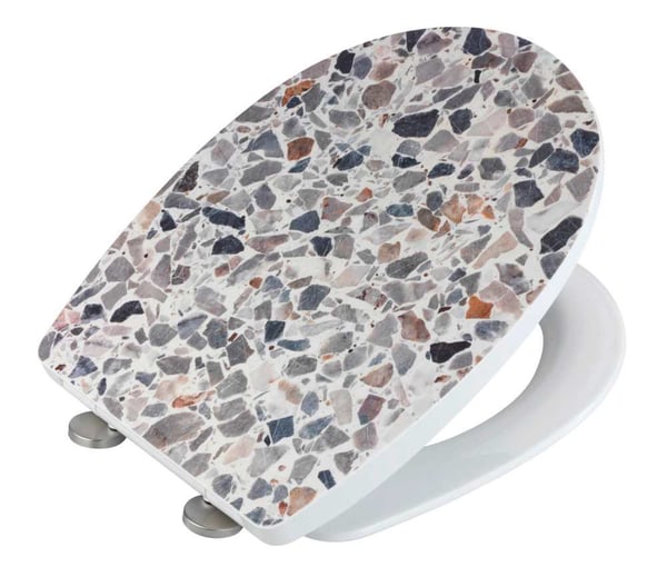 WENKO Terrazzo Hård toalettsits Termoplast Multifärg, Vit