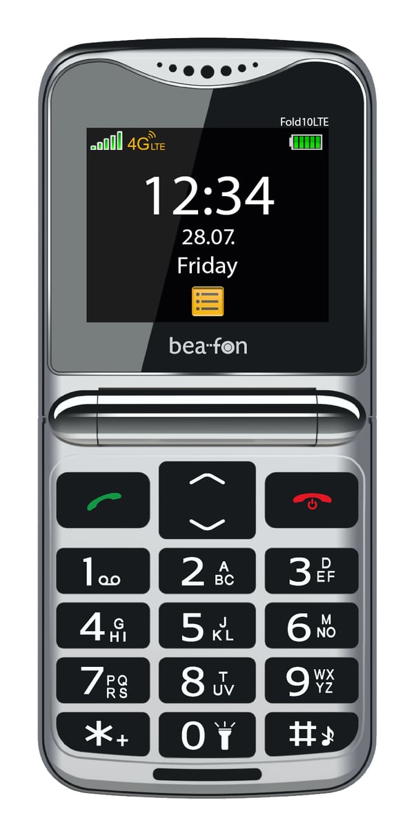Miniatyrbild 1 av 5: Beafon Fold 10 LTE 5,59 cm (2.2") 95 g Svart, Silver Seniortelefon