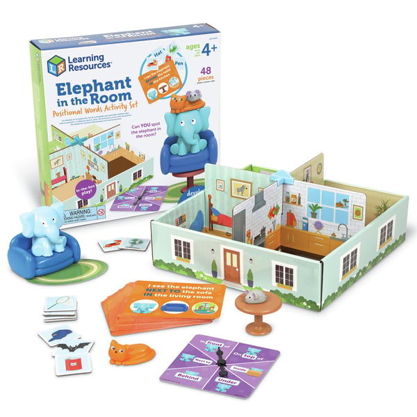 Miniatyrbillede 1 af 6: Learning Resources Elephant In The Room Positional Word Activity Set Brætspil Indlæring