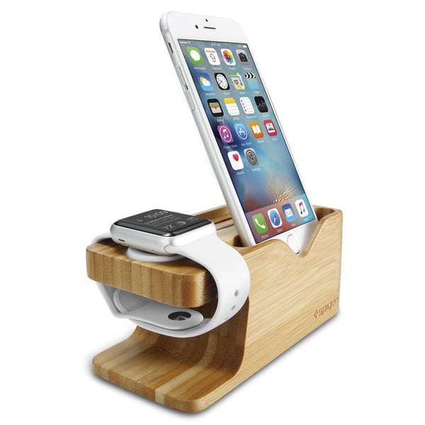 Pikkukuva 1 / 7: Spigen Stand S370 mobiililaitteiden telakka-asema Älykello/älypuhelin Puu