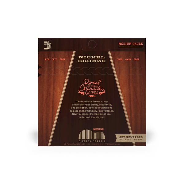 D'Addario NB1356 streng til musikinstrument Akustik 6 stk Fosforbronze Guitar