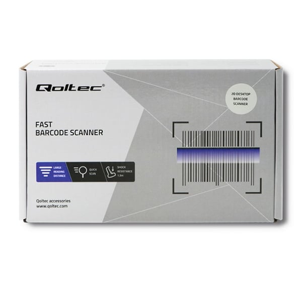 Qoltec 50864 streckkodsläsare Fast steckkodsläsare 1D/2D LED Svart