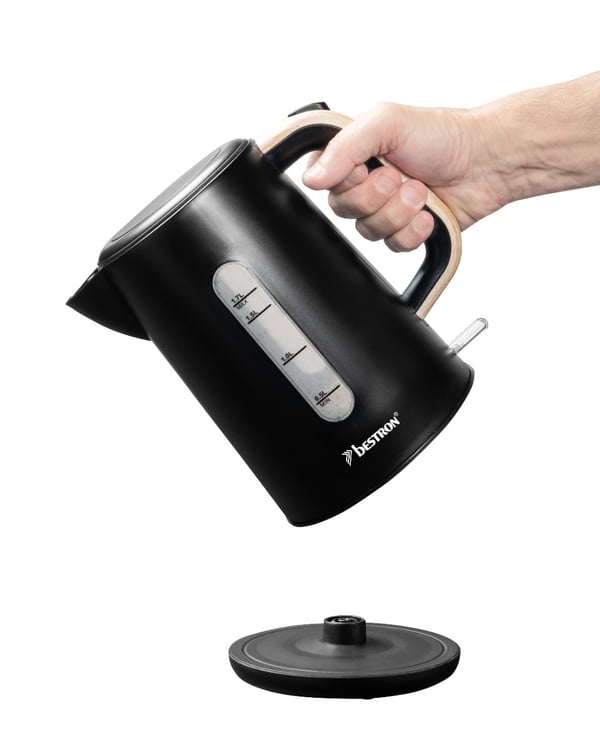 Miniatyrbild 5 av 7: Bestron AWK2200BW vattenkokare 1,7 l 2200 W Svart, Trä