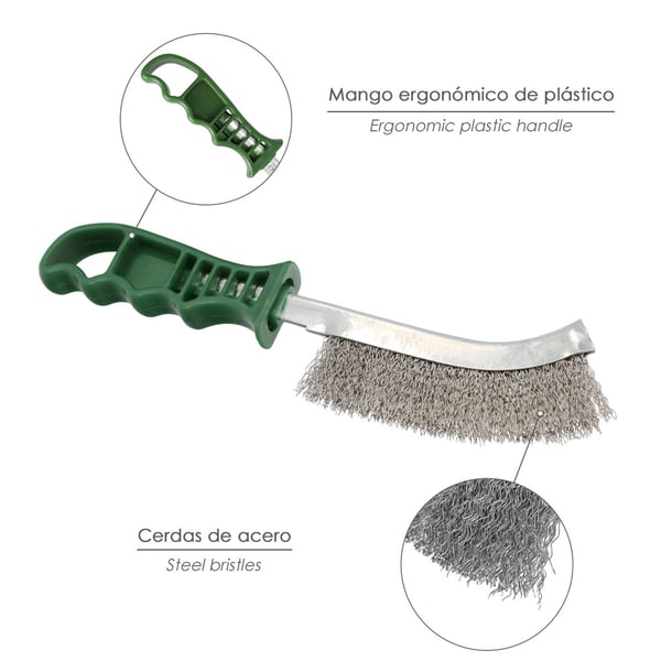 Miniatyrbild 3 av 4: Wolfpack Cepillo Manual Acero Inoxidable Mango Verde 25 cm.