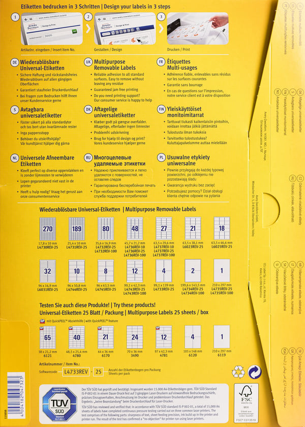 Miniatyrbillede 7 af 7: Avery L4732REV-25 print etiket Hvid