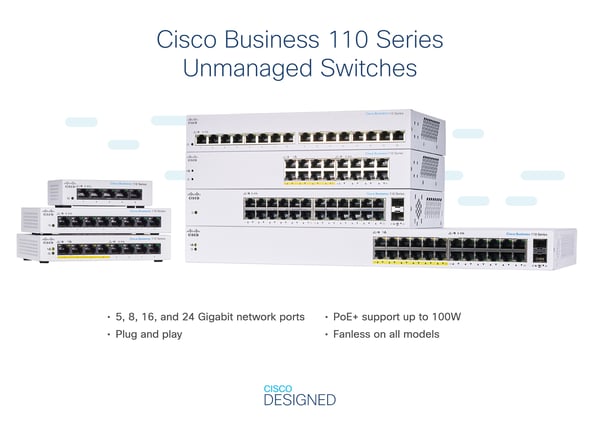 Miniatyrbild 6 av 7: Cisco CBS110 Ohanterad L2 Gigabit Ethernet (10/100/1000) 1U Grå