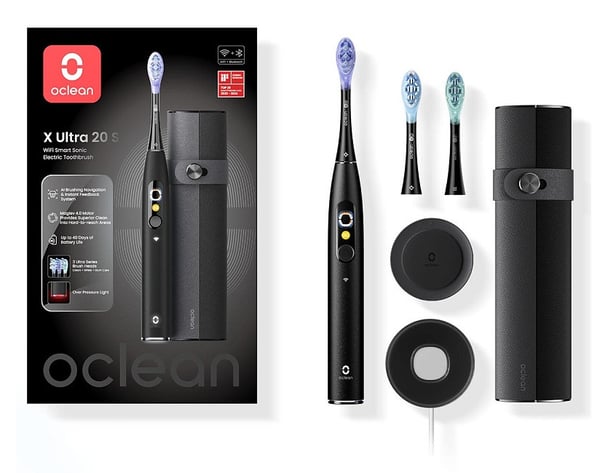 Oclean X Ultra 20 Set Electric Toothbrush Aikuinen Sonic-hammasharja Musta