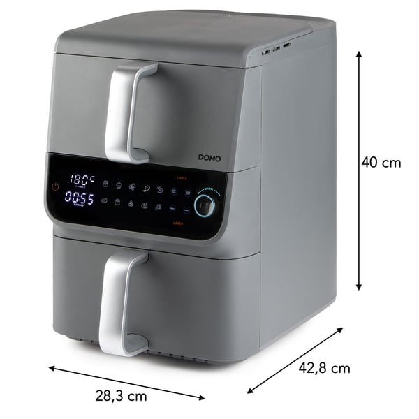 Domo DO549FR frituregryde Dobbelt 10 L Enkeltstående 2500 W Varmluftsteger Grå