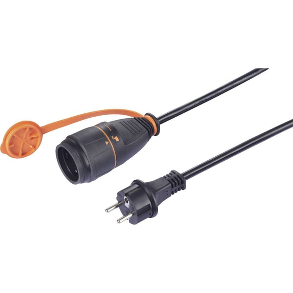 Conrad SY-6746418 Strom Verlängerungskabel Schwarz Orange H07BQ-F 3G förlängningssladdar 5 m 1 AC-utgångar Inomhus / utomhus Svart, Orange
