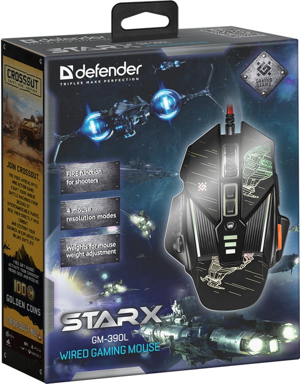 Defender GM-390L mus Spil Højre hånd USB Type-A Optisk 3200 dpi
