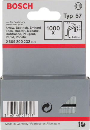 Miniatyrbillede 1 af 2: Bosch 2 609 200 232 hæfteklamme Hæftepakker 1000 hæfteklammer
