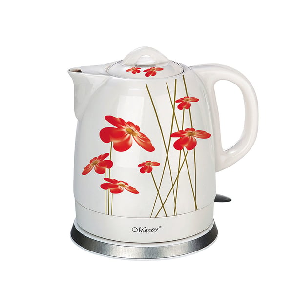 Miniatyrbillede 1 af 4: Feel Maestro MR-066-RED FLOWERS elkedel 1,5 L 1200 W Rød, Hvid