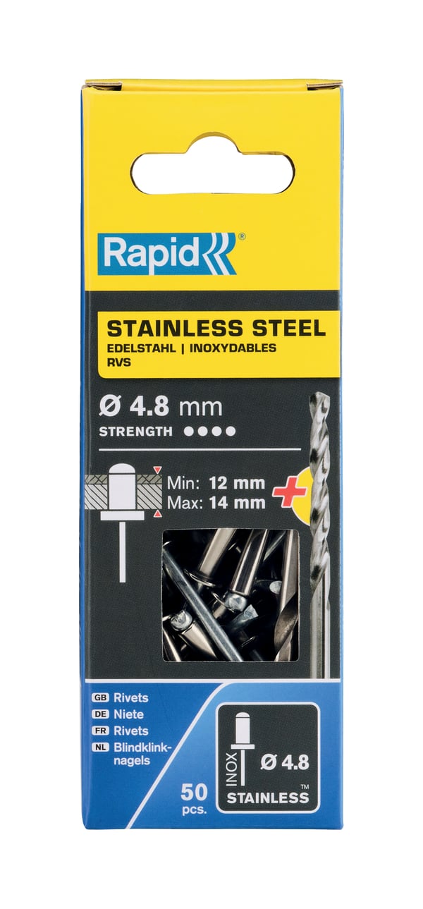 Miniatyrbillede 5 af 7: Rapid nitte i rustfrit stål Ø 4,8 x 18 mm