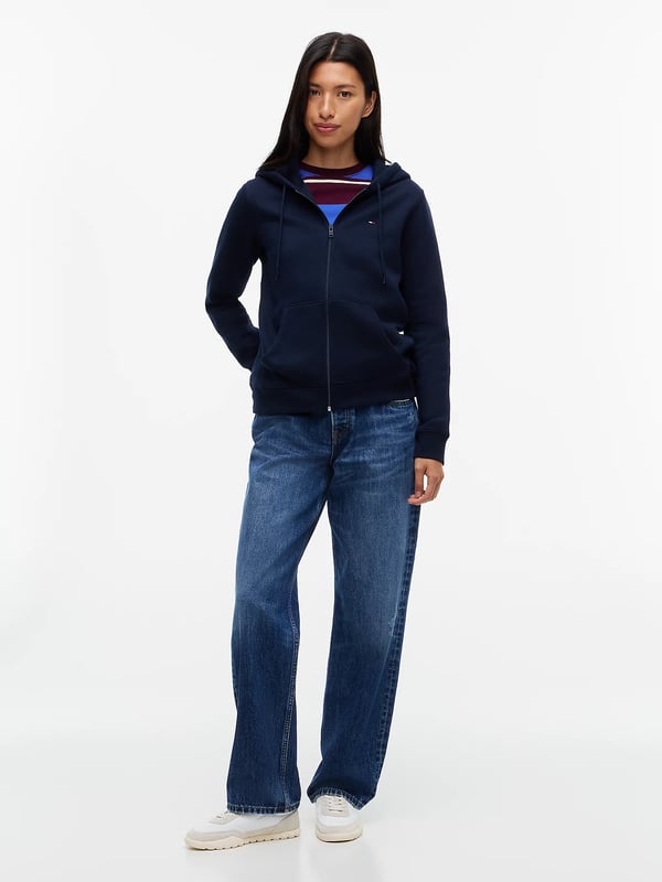 Tommy Hilfiger Flag Embroidery Fleece Zip-Thru Hoody