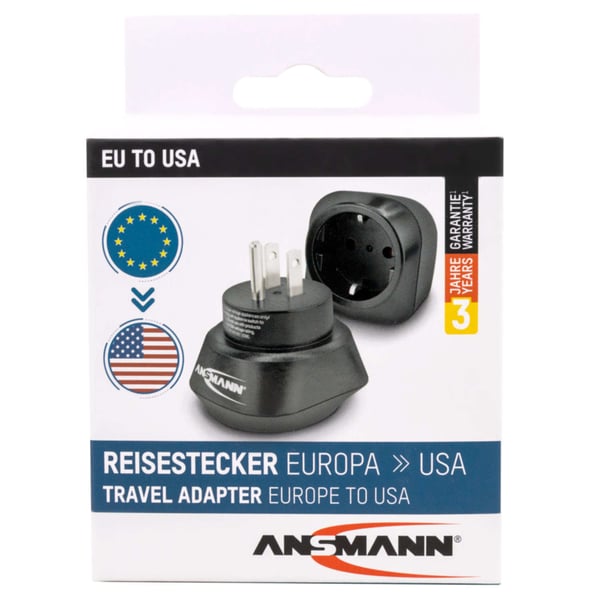 Pikkukuva 4 / 7: Ansmann 1250-0032 pistorasia-adapteri Tyyppi A Tyyppi C (Europistoke) Musta