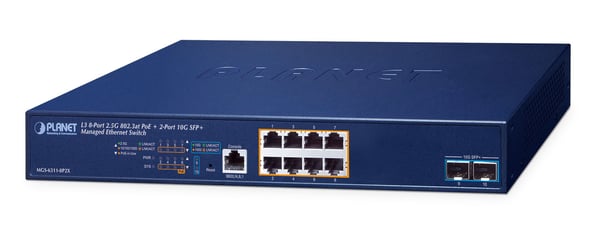 PLANET Layer 3, 8-Port 2.5GBASE-T Administreret L3 2.5G Ethernet (100/1000/2500) Strøm over Ethernet (PoE) 1U Blå PLANET Layer 3, 8-Port 2.5GBASE-T Administreret L3 2.5G Ethernet (100/1000/2500) Strøm over Ethernet (PoE) 1U Blå