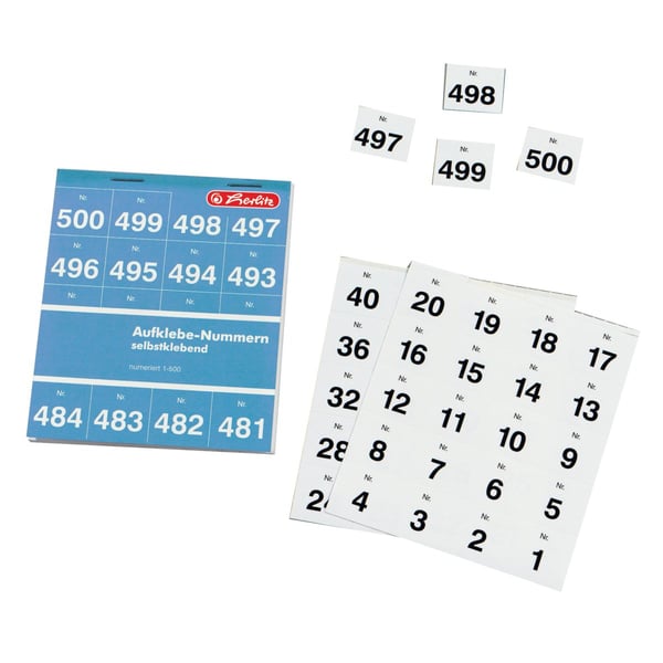 Herlitz 791871 klistermärken papper Svart, Vit 500 styck