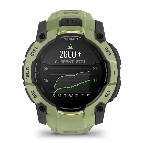 Miniatyrbillede 2 af 14: Garmin Instinct 3 AMOLED 3,3 cm (1.3") 50 mm Digital 416 x 416 pixel Berøringsskærm Grøn, Grå GPS (satellit)