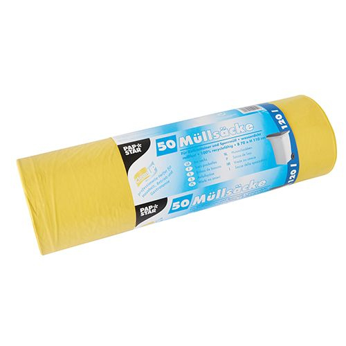 Papstar 10051 skraldepose 120 L Gul 50 stk
