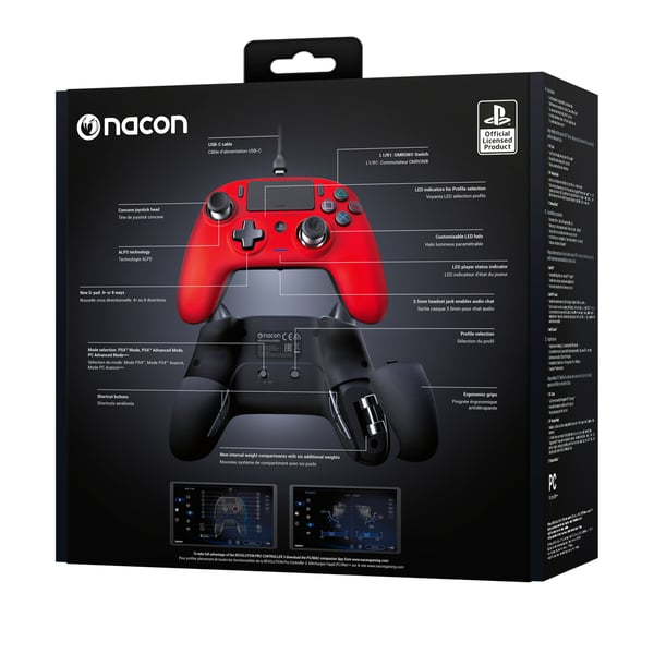 NACON Revolution Pro Controller 3 Rød USB 3.2 Gen 1 (3.1 Gen 1) Gamepad PC, PlayStation 4