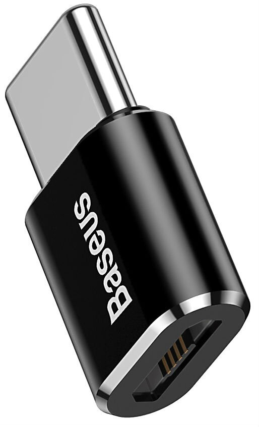 Baseus ABMU24ABK kaapelin sukupuolenvaihtaja microUSB Type-C Musta, Hopea