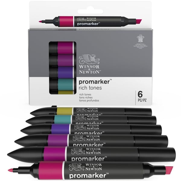 Miniatyrbild 4 av 7: Winsor & Newton 884955070369 märkpennor 6 styck Diverse Blå, Rosa, Lila, Röd, Violett, Gul
