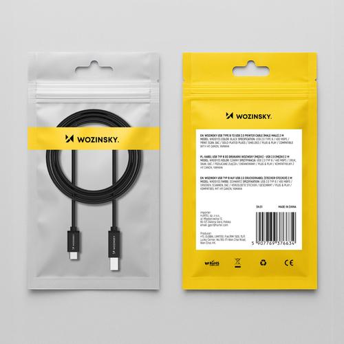 Wozinsky WKDDY1S USB-kabel USB 2.0 1 m USB B USB C Sort
