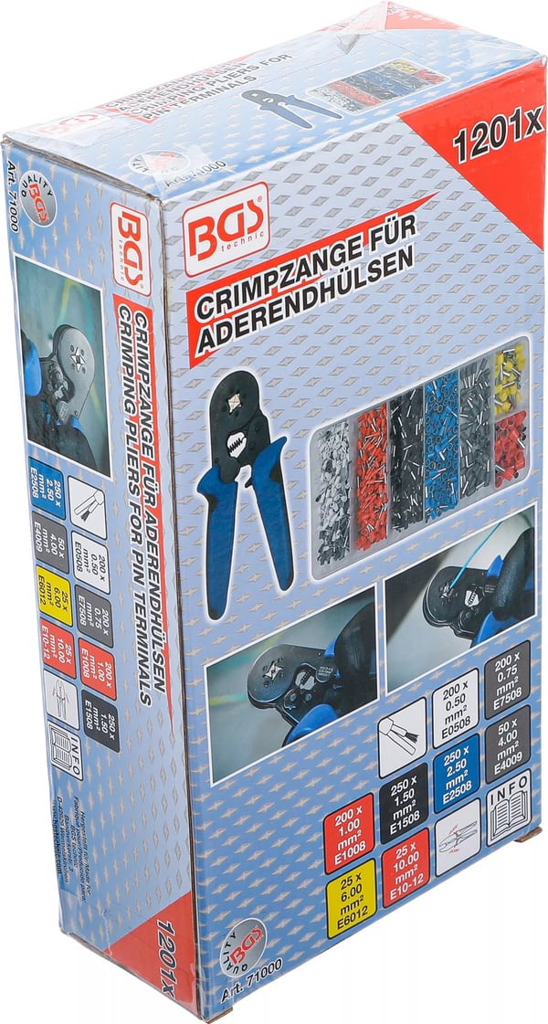 BGS technic Crimping Pliers for Cable End Sleeves 0.25 - 10 mm²