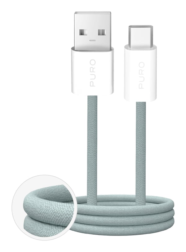 PURO PUCAC10WFABK415MTGRN USB-kaapeli USB 2.0 1,5 m USB A USB C Vihreä