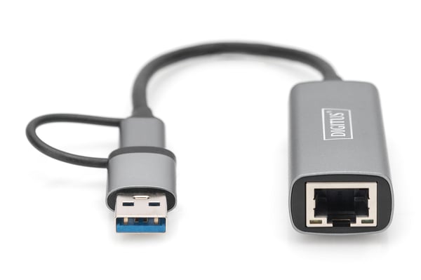 Digitus DN-3028 kabel kønsskifter USB-C USB 3.1 RJ-45 Grå